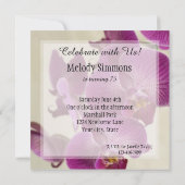 ピンクの蘭の花の誕生日 招待状 (裏面)