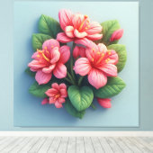 ピンクの蘭の花の配置 キャンバスプリント (インサイチュ (ウッドフロア))