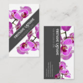 ピンクの蘭の花は灰色の対角に咲エレガントく 名刺 (正面/裏面)