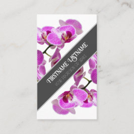 ピンクの蘭の花は灰色の対角に咲エレガントく 名刺