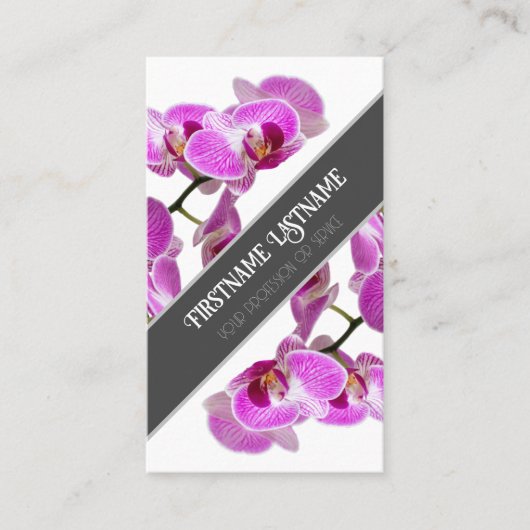 ピンクの蘭の花は灰色の対角に咲エレガントく 名刺 (正面)