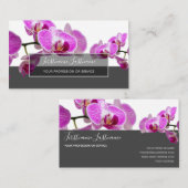 ピンクの蘭の花は灰色エレガントの長方形を咲かせる 名刺 (正面/裏面)