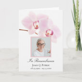 ピンクの蘭の花を白い葬式に折り畳み プログラム (正面)