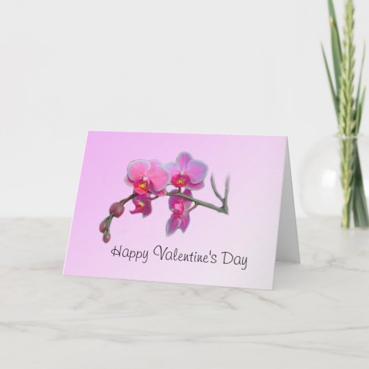ピンクの蘭の花バレンタインのカード シーズンカード (正面)