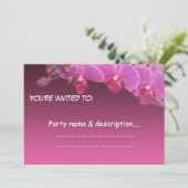 ピンクの蘭の花パーティの招待状 招待状 (スタンド正面)