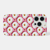 ピンクの蘭の花咲くラグジュアリー✨ 白い花々 ゴールド iPhoneケース (裏面横)