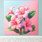 ピンクの蘭の花束 キャンバスプリント (インサイチュ (ウッドフロア))