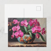 ピンクの蘭の花植物 ポストカード (正面/裏面)