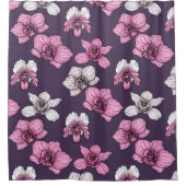 ピンクの蘭の花 シャワーカーテン (正面)