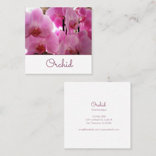 ピンクの蘭の花 スクエア名刺 (正面/裏面)