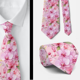ピンクの蘭の花 ネクタイ
