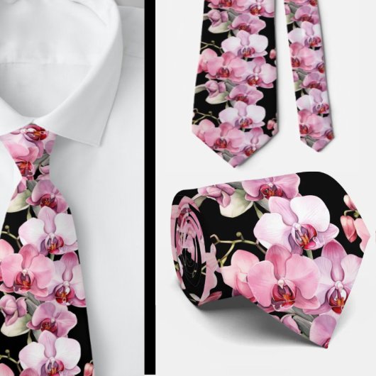 ピンクの蘭の花 ネクタイ