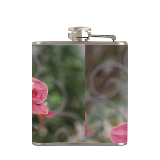 ピンクの蘭の花 フラスク (裏面)