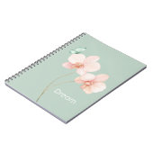ピンクの蘭の花 ミントの蝶の夢 ノートブック (左側)