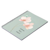 ピンクの蘭の花 ミントグリーンの蝶 ノートブック (左側)