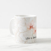 ピンクの蘭の花 命は美しい コーヒーマグカップ (正面左)