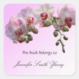 ピンクの蘭の花、本のシール。 スクエアシール