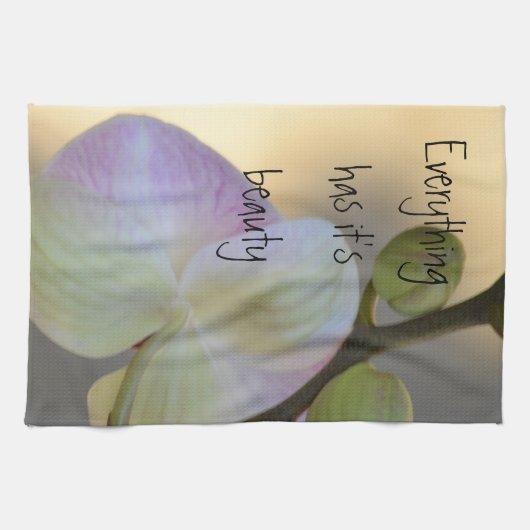 ピンクの蘭の表現 キッチンタオル (横)