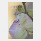 ピンクの蘭の表現 キッチンタオル (縦)