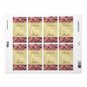 ピンクの蘭の金ゴールド結婚ワインズラベル ラベル (フルシート)