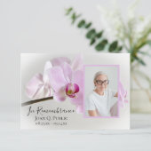 ピンクの蘭オン茎葬式悔やみや弔慰ありがとう サンキューカード (スタンド正面)