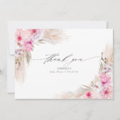 ピンクの蘭パンパスグラスシャワーありがとう サンキューカード (正面)