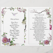 ピンクの蘭ピーニーハミングバード葬儀プログラム チラシ (裏面)