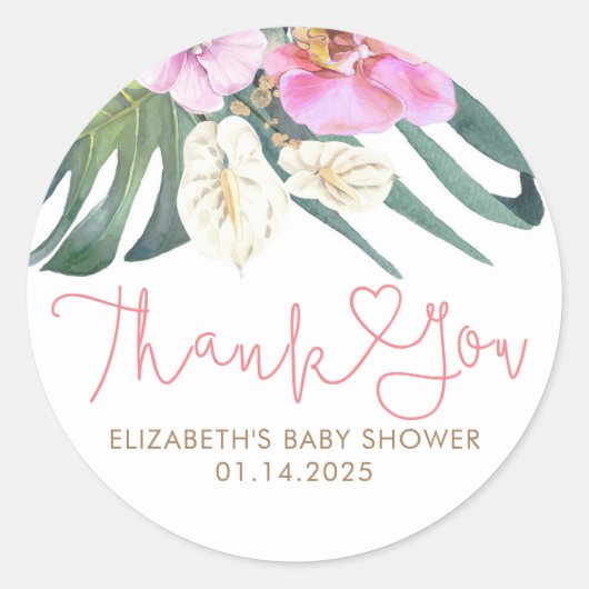 ピンクの蘭 アンセリウム 熱帯の感謝 ラウンドシール (正面)