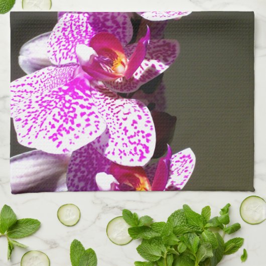 ピンクの蘭 キッチンタオル (折り畳み)