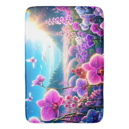 ピンクの蘭 バスマット (正面縦)