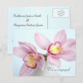 ピンクの蘭　婚約のお知らせ 案内ポストカード (正面/裏面)