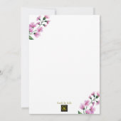 ピンクの蘭 水彩 Sweet 16 招待状 (裏面)