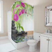 ピンクの蘭，美しい，禅，熱帯，パラダイス，平和。 シャワーカーテン (インサイチュ)