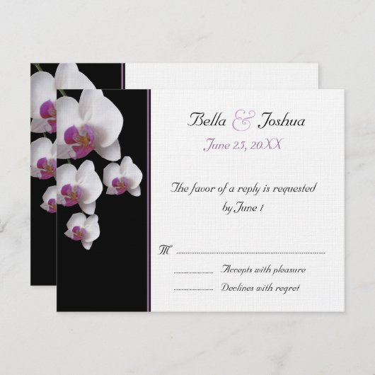 ピンクの蘭RSVP 出欠カード (正面/裏面)