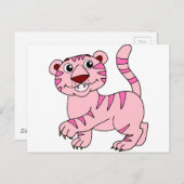 ピンクの虎の野生動物が可愛すごいい ポストカード (正面/裏面)