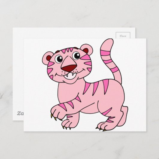 ピンクの虎の野生動物が可愛すごいい ポストカード (正面/裏面)
