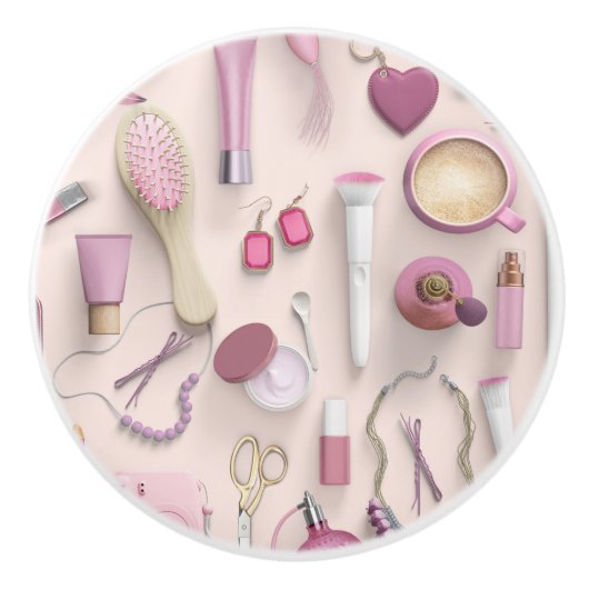 ピンクの虚栄心のテーブル セラミックノブ (正面)