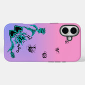 ピンクの虹に花と蝶のハート Case-Mate iPhoneケース (裏面 (横))