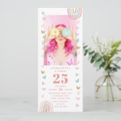 ピンクの虹の写真 25歳の誕生日パーティー 招待状 (スタンド正面)
