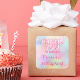ピンクの虹の誕生日パーティーファーバー スクエアシール