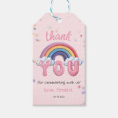 ピンクの虹の誕生日感謝ギフトタグ ギフトタグ (正面)