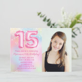 ピンクの虹の15歳の誕生日 招待状 (スタンド正面)