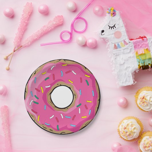 ピンクの虹はドーナツを振りかけます ペーパープレート (パーティー)