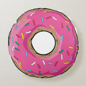 ピンクの虹はドーナツを振りかけます ラウンドクッション (正面)