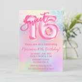 ピンクの虹スイート16歳の誕生日 招待状 (スタンド正面)