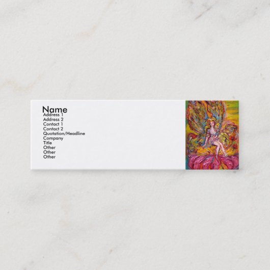 ピンクの虹彩の花の妖精ファンタジー スキニー名刺 (正面)