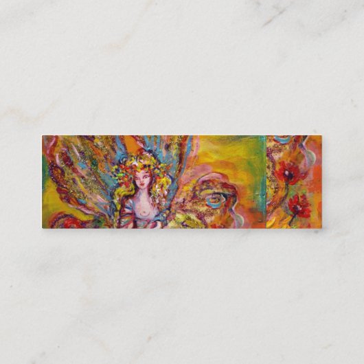 ピンクの虹彩の花の妖精ファンタジー スキニー名刺 (裏面)