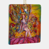 ピンクの虹彩の花の妖精ファンタジー セラミックオーナメント (右)