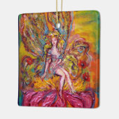 ピンクの虹彩の花の妖精ファンタジー セラミックオーナメント (左)