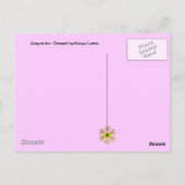 ピンクの虹彩の花の妖精ファンタジー ポストカード (裏面)